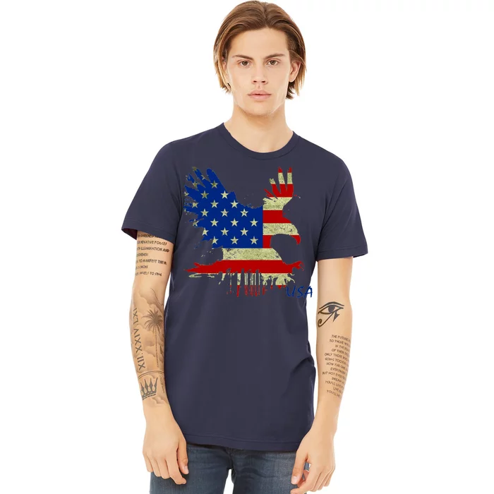 USA Bald Eagle Flag Drip 4th of July Premium T-Shirt