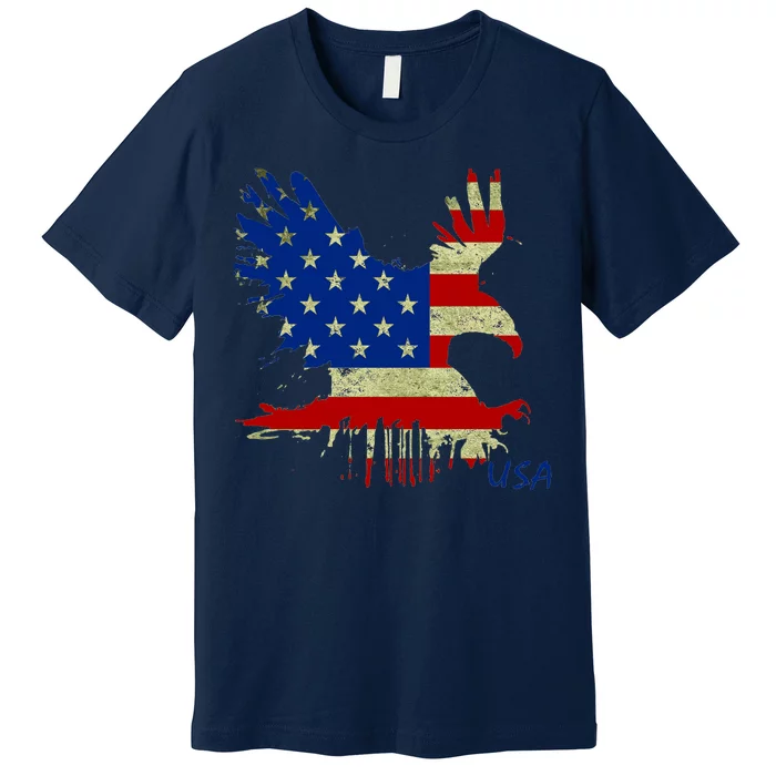 USA Bald Eagle Flag Drip 4th of July Premium T-Shirt