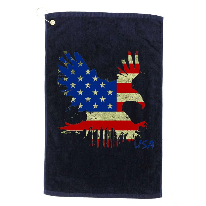 USA Bald Eagle Flag Drip 4th of July Platinum Collection Golf Towel