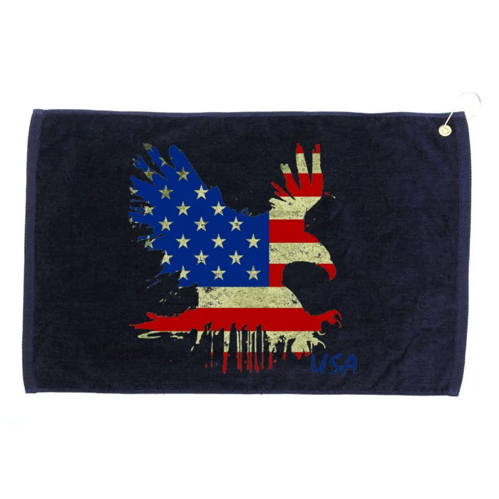 USA Bald Eagle Flag Drip 4th of July Grommeted Golf Towel