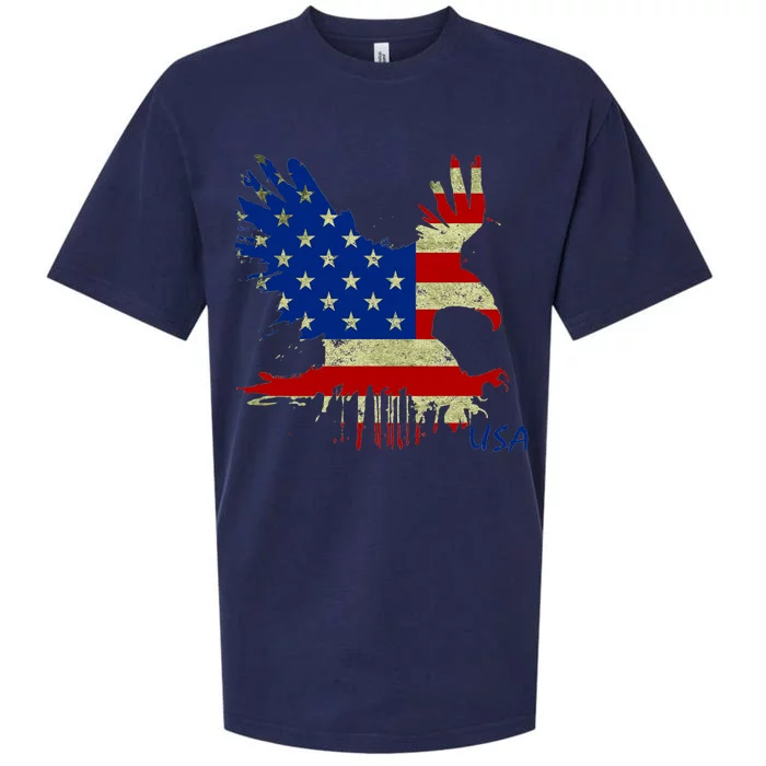 USA Bald Eagle Flag Drip 4th of July Sueded Cloud Jersey T-Shirt