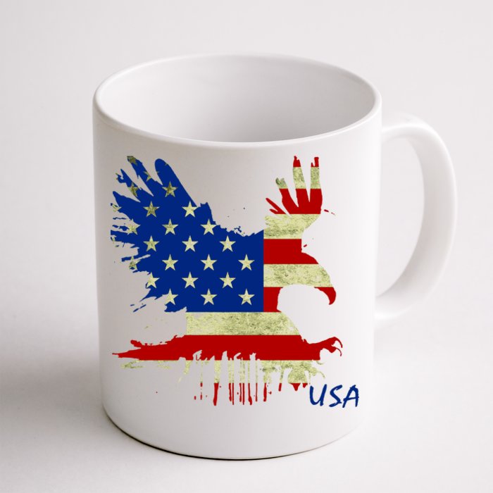 USA Bald Eagle Flag Drip 4th of July Front & Back Coffee Mug