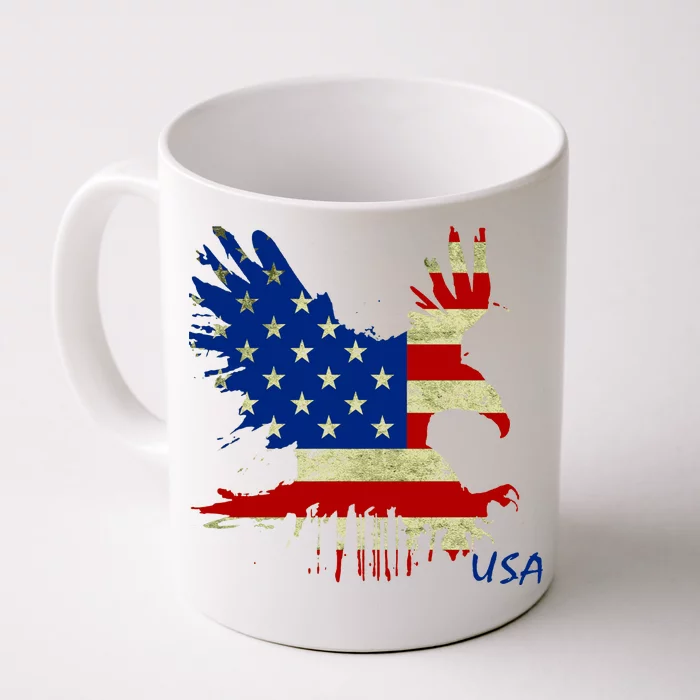 USA Bald Eagle Flag Drip 4th of July Front & Back Coffee Mug