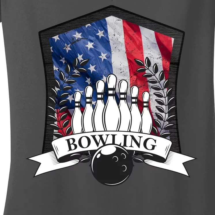 USA Bowling Team Women's V-Neck T-Shirt