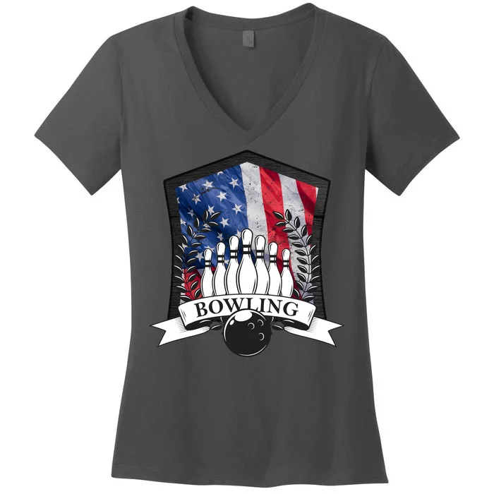 USA Bowling Team Women's V-Neck T-Shirt