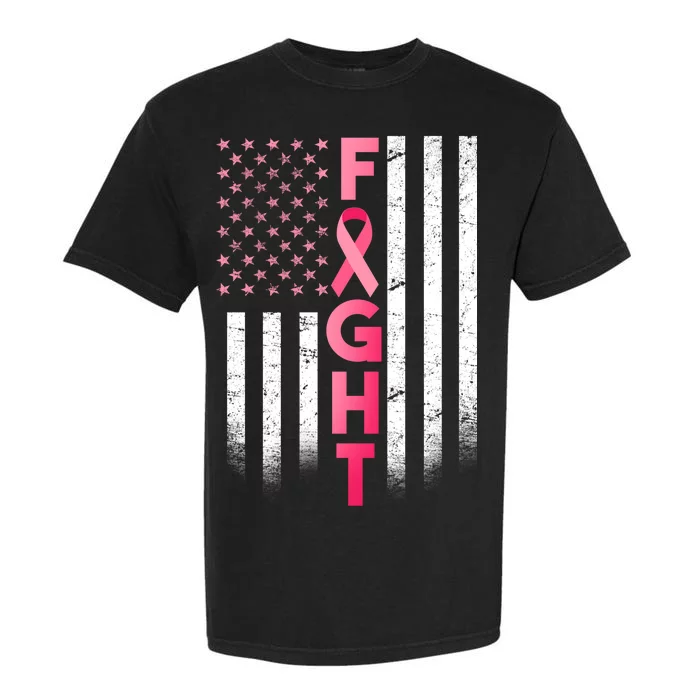 USA Breast Cancer Awareness Fight Logo Garment-Dyed Heavyweight T-Shirt