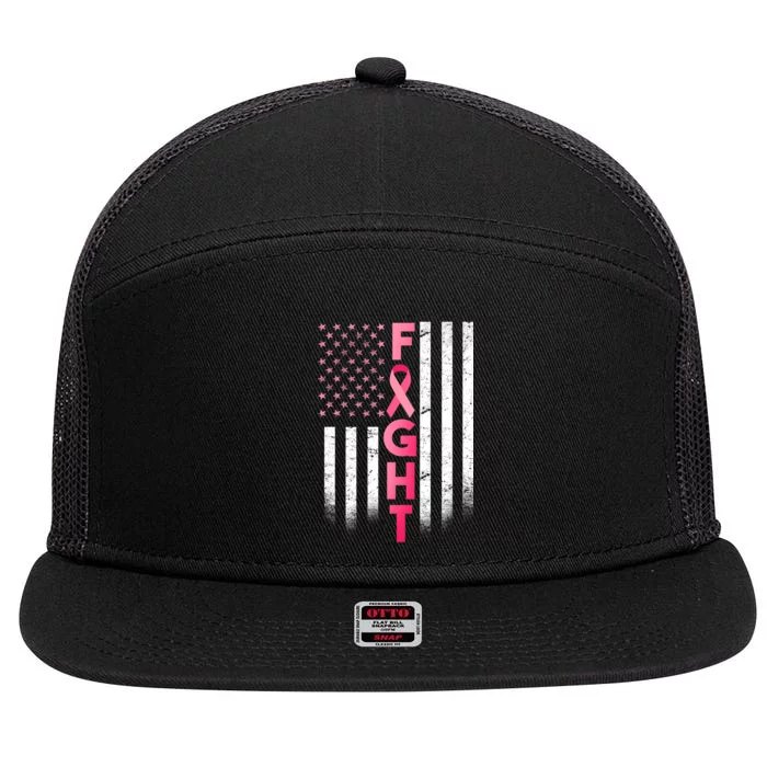 USA Breast Cancer Awareness Fight Logo 7 Panel Mesh Trucker Snapback Hat