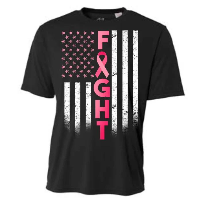 USA Breast Cancer Awareness Fight Logo Cooling Performance Crew T-Shirt