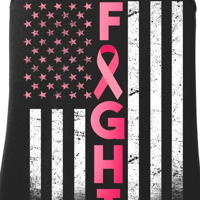 USA Breast Cancer Awareness Fight Logo Ladies Essential Tank