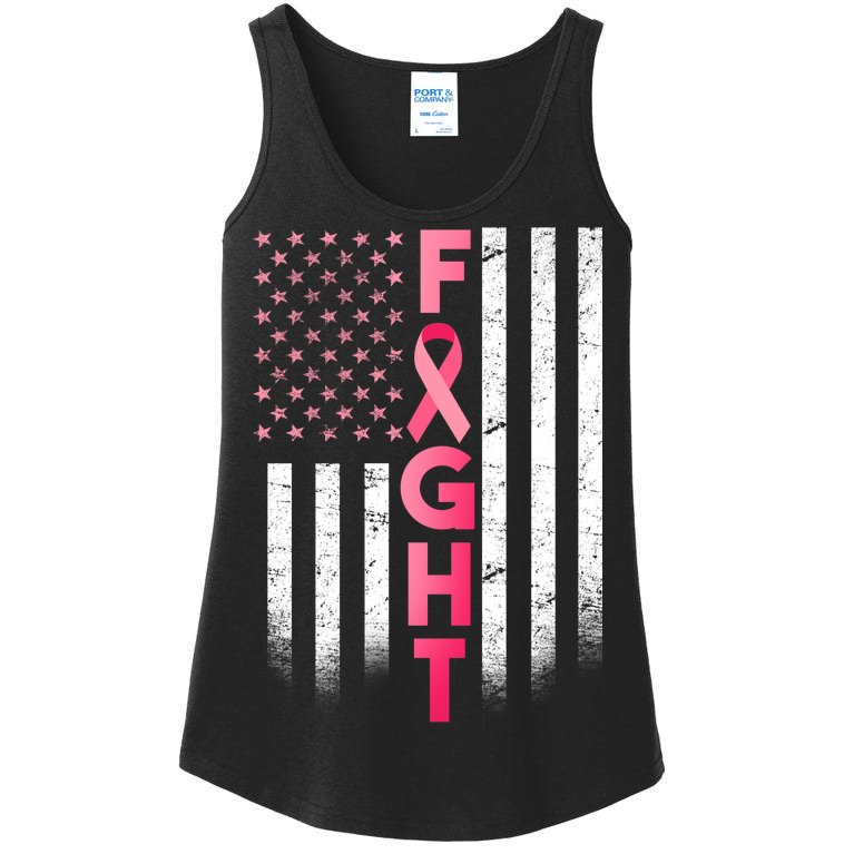 USA Breast Cancer Awareness Fight Logo Ladies Essential Tank