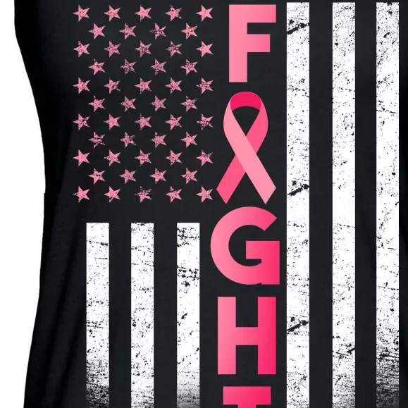 USA Breast Cancer Awareness Fight Logo Ladies Essential Flowy Tank