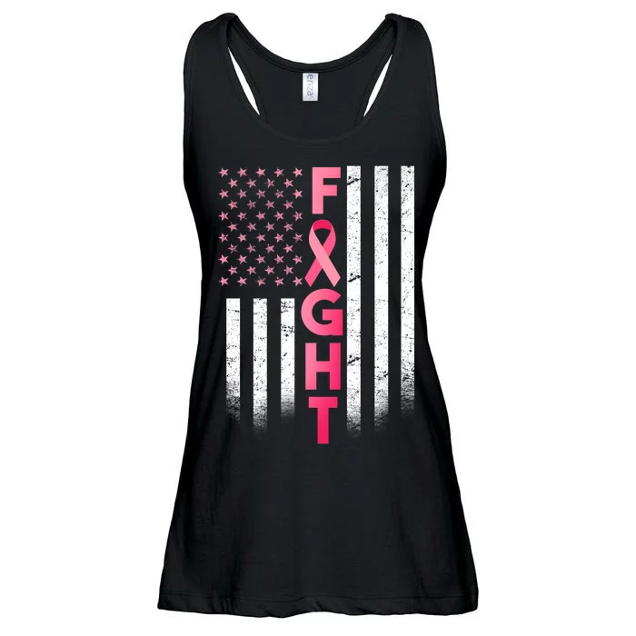 USA Breast Cancer Awareness Fight Logo Ladies Essential Flowy Tank