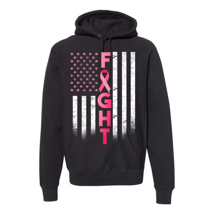 USA Breast Cancer Awareness Fight Logo Premium Hoodie