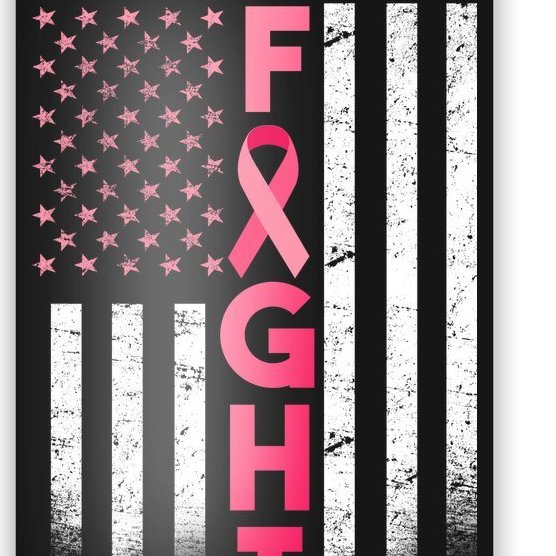 USA Breast Cancer Awareness Fight Logo Poster