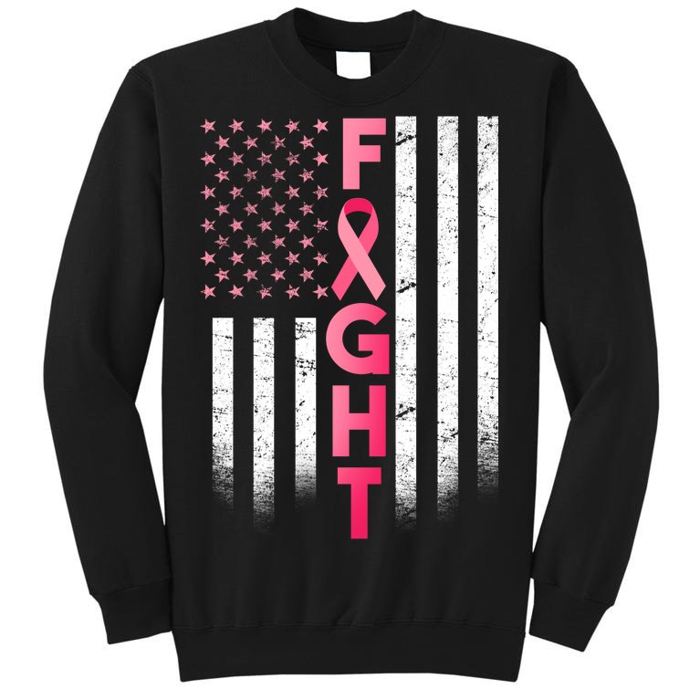 USA Breast Cancer Awareness Fight Logo Tall Sweatshirt