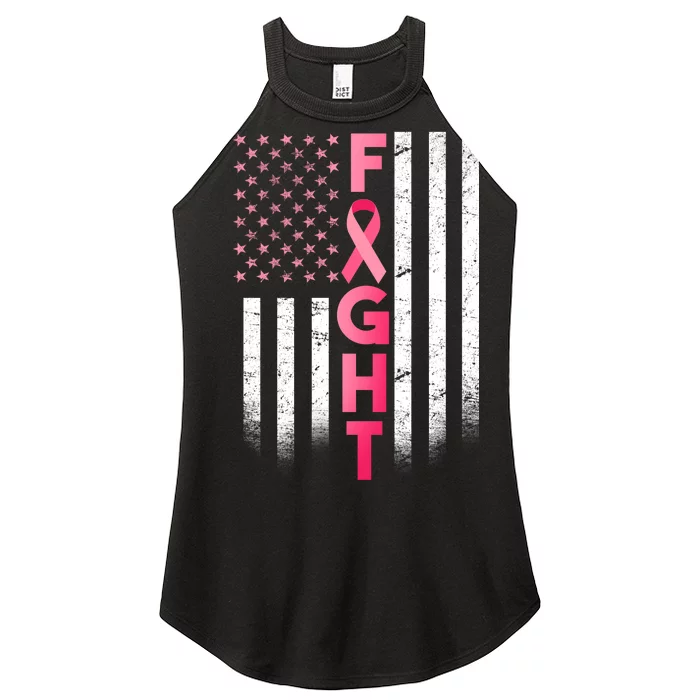 USA Breast Cancer Awareness Fight Logo Women’s Perfect Tri Rocker Tank