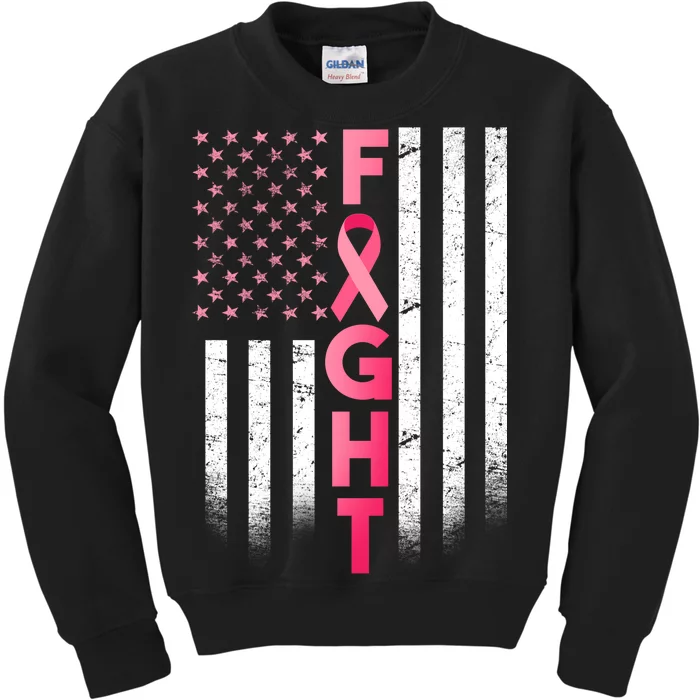 USA Breast Cancer Awareness Fight Logo Kids Sweatshirt