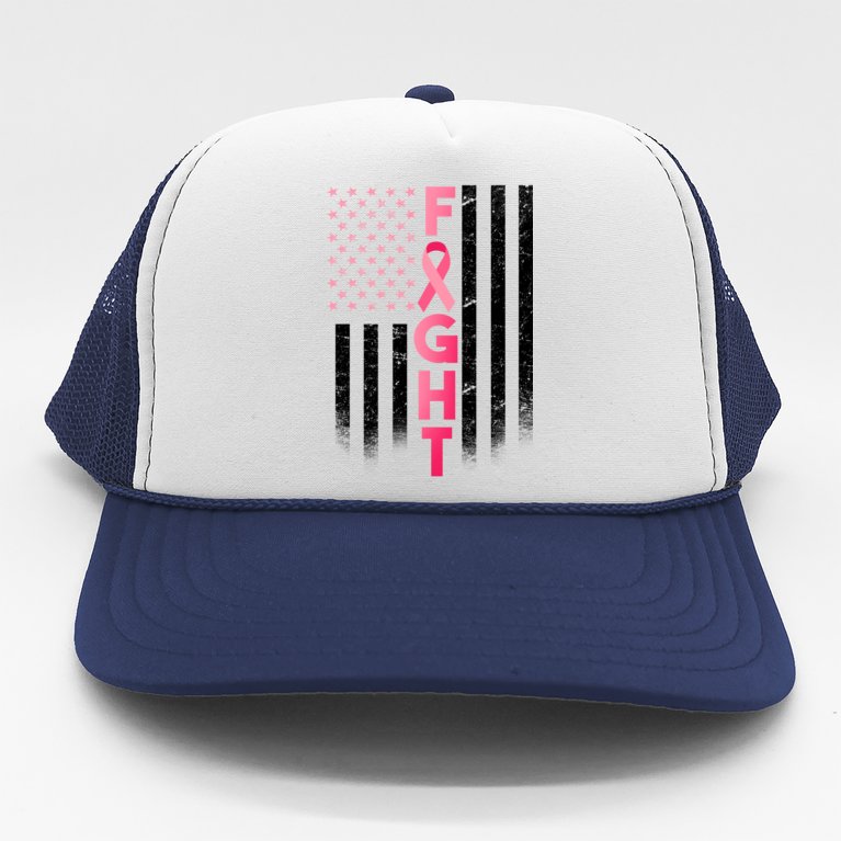 USA Breast Cancer Awareness Fight Logo Trucker Hat