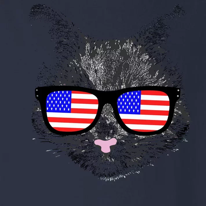 USA Cat Wearing American Flag Glasses Toddler Long Sleeve Shirt