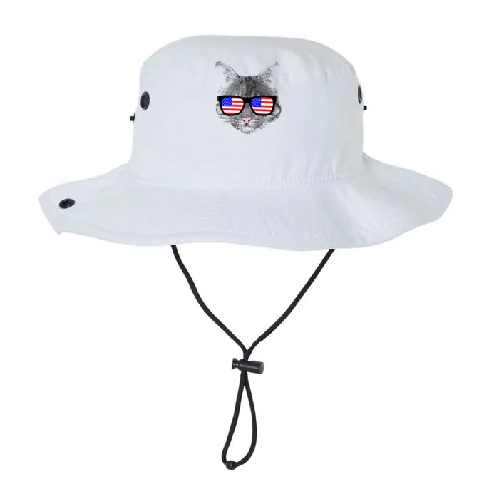 USA Cat Wearing American Flag Glasses Legacy Cool Fit Booney Bucket Hat