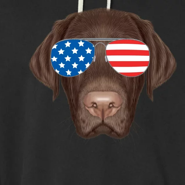 USA Chocolate Lab Dog Garment-Dyed Fleece Hoodie