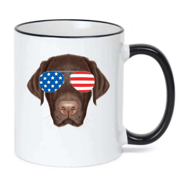 USA Chocolate Lab Dog Black Color Changing Mug