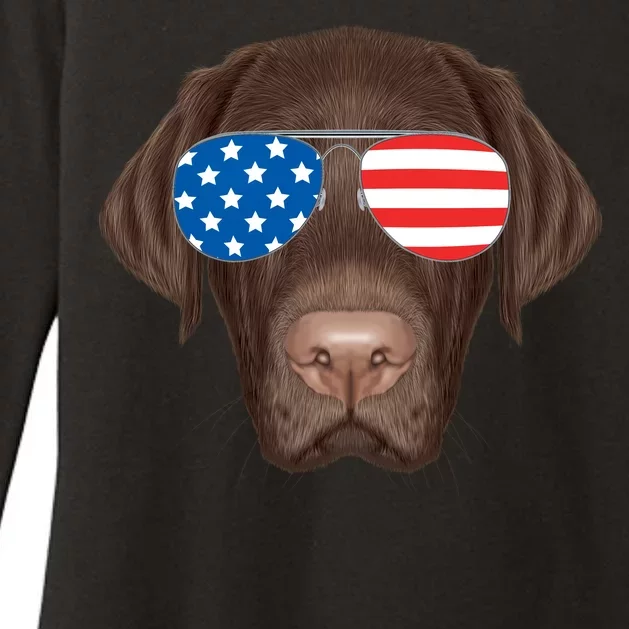 USA Chocolate Lab Dog Womens CVC Long Sleeve Shirt