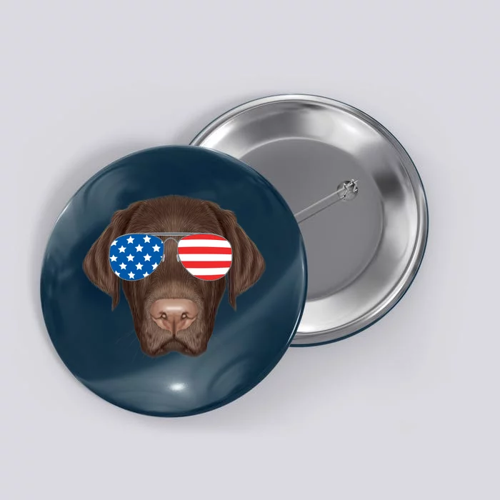 USA Chocolate Lab Dog Button