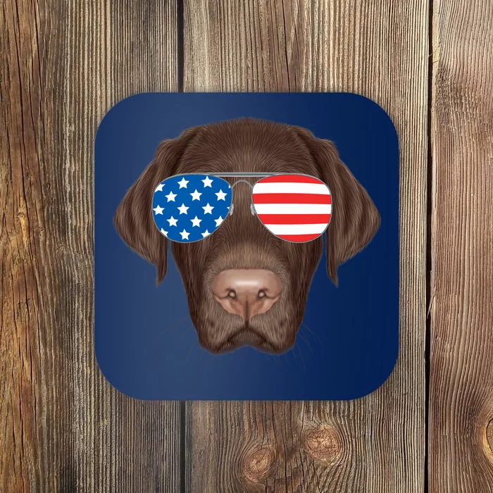 USA Chocolate Lab Dog Coaster