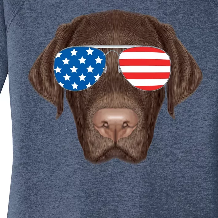 USA Chocolate Lab Dog Women's Perfect Tri Tunic Long Sleeve Shirt