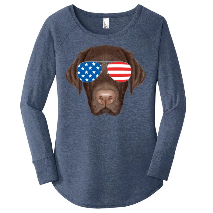 USA Chocolate Lab Dog Women's Perfect Tri Tunic Long Sleeve Shirt