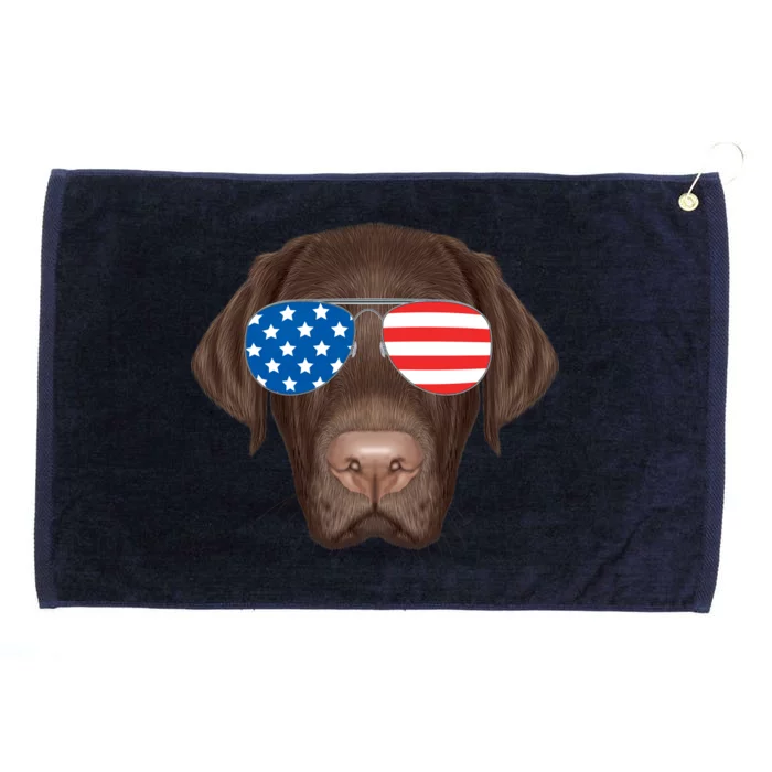 USA Chocolate Lab Dog Grommeted Golf Towel