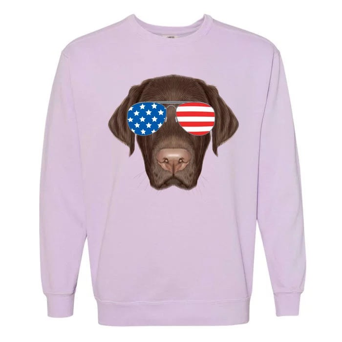 USA Chocolate Lab Dog Garment-Dyed Sweatshirt