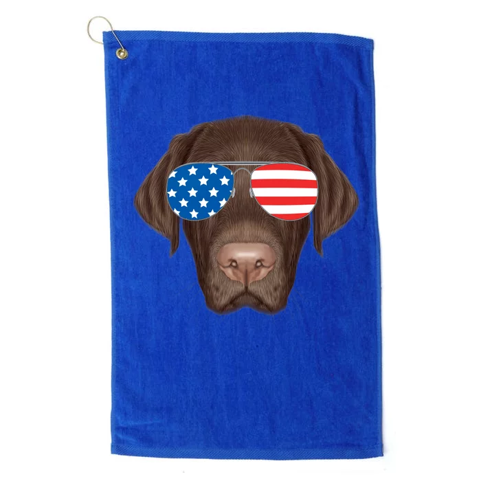 USA Chocolate Lab Dog Platinum Collection Golf Towel