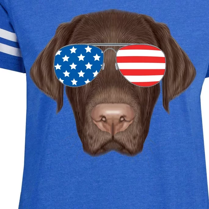 USA Chocolate Lab Dog Enza Ladies Jersey Football T-Shirt