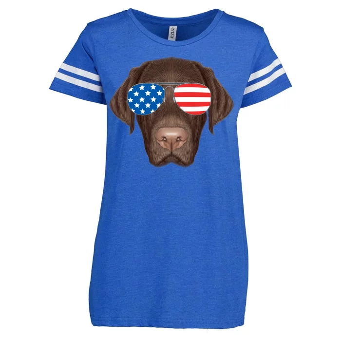 USA Chocolate Lab Dog Enza Ladies Jersey Football T-Shirt