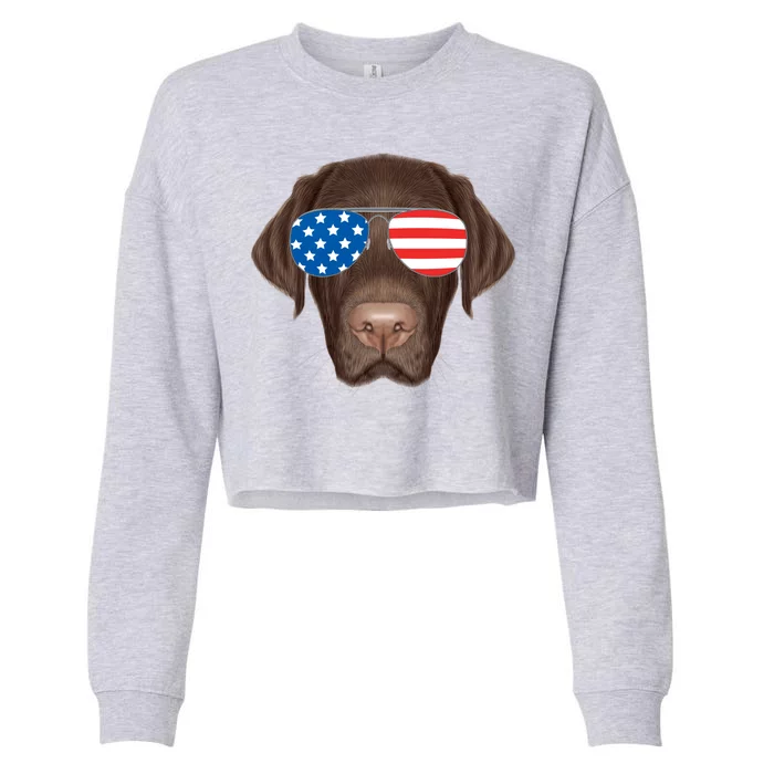 USA Chocolate Lab Dog Cropped Pullover Crew