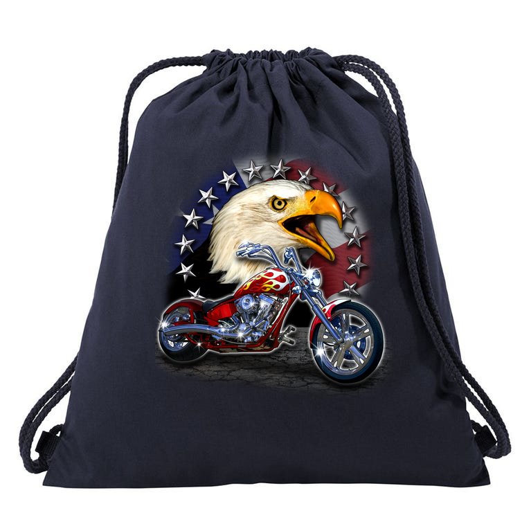 USA Chopper Bald Eagle Muscle Drawstring Bag