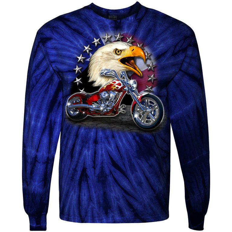 USA Chopper Bald Eagle Muscle Tie-Dye Long Sleeve Shirt