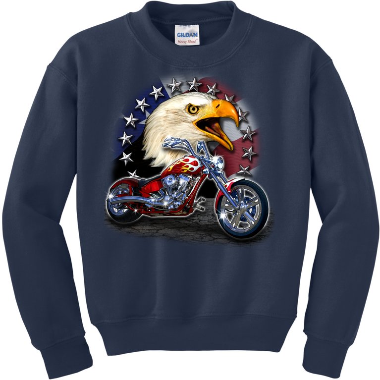 USA Chopper Bald Eagle Muscle Kids Sweatshirt