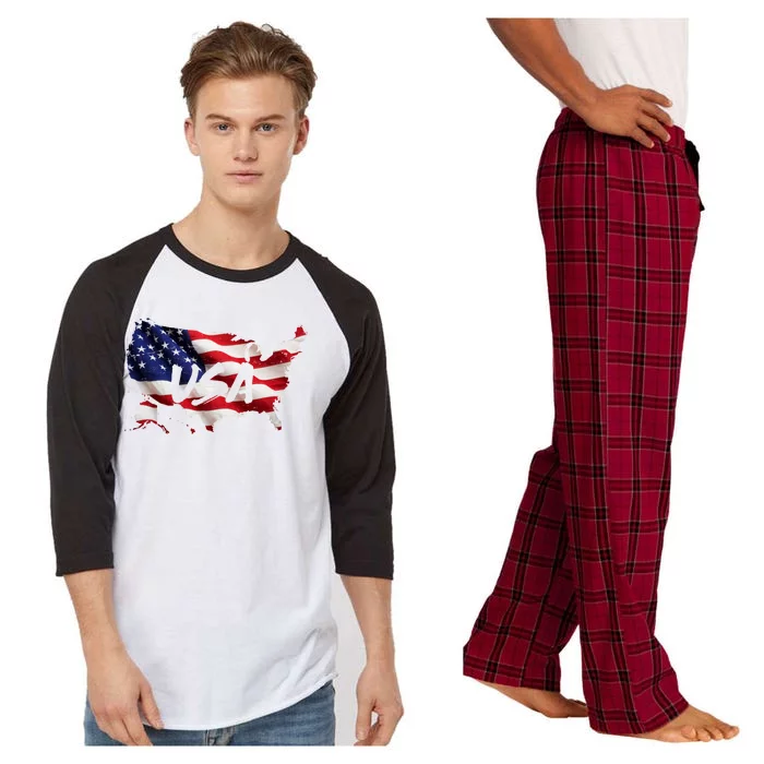 USA Country Flag Raglan Sleeve Pajama Set