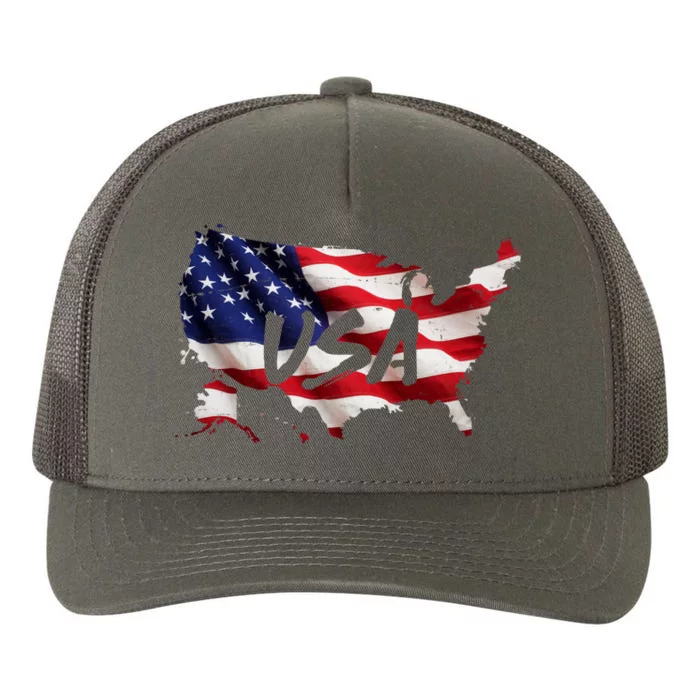 USA Country Flag Yupoong Adult 5-Panel Trucker Hat