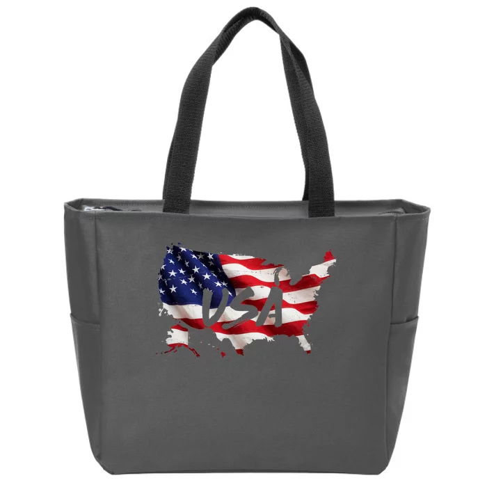 USA Country Flag Zip Tote Bag