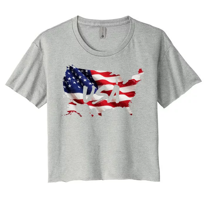 USA Country Flag Women's Crop Top Tee