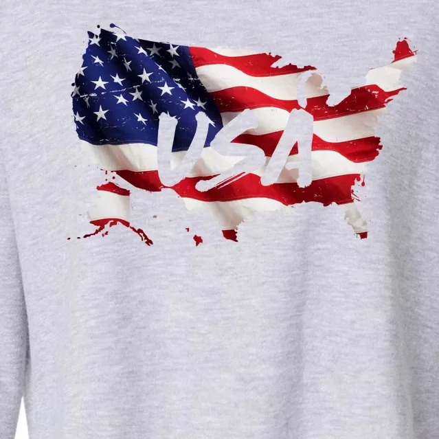 USA Country Flag Cropped Pullover Crew