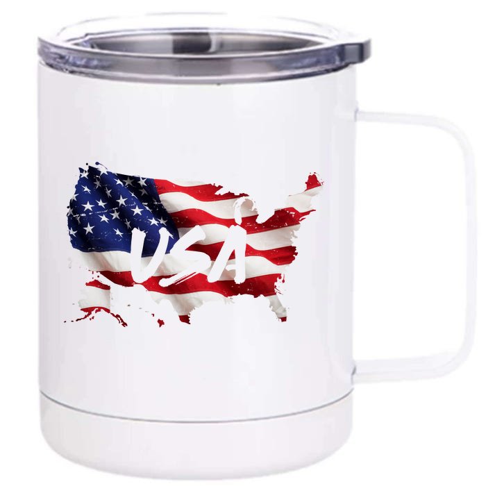 USA Country Flag Front & Back 12oz Stainless Steel Tumbler Cup