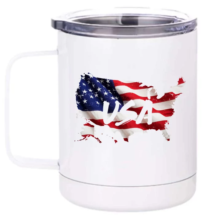 USA Country Flag Front & Back 12oz Stainless Steel Tumbler Cup