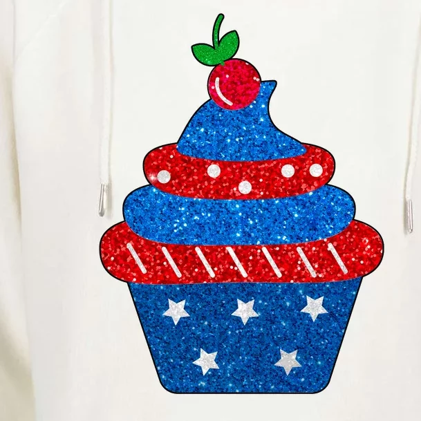 USA Cupcake Cherry On Top Womens Funnel Neck Pullover Hood