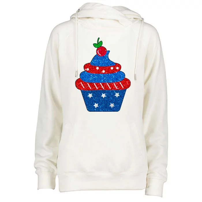 USA Cupcake Cherry On Top Womens Funnel Neck Pullover Hood