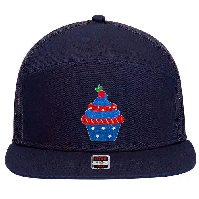 USA Cupcake Cherry On Top 7 Panel Mesh Trucker Snapback Hat